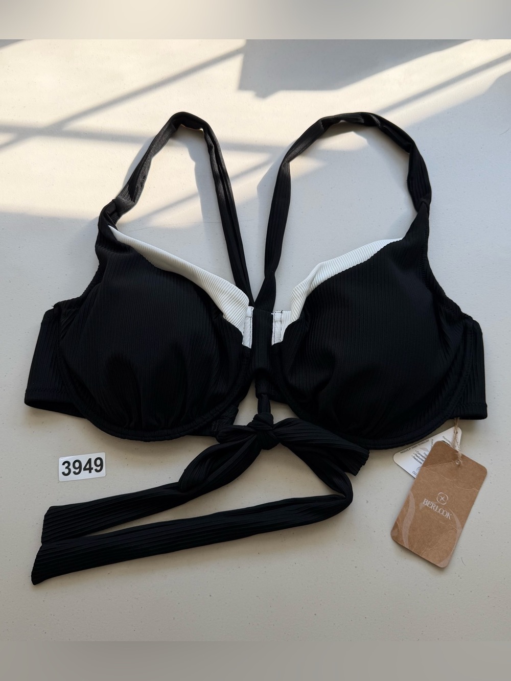Berlook Black Contrast X Cross Plus Size 22 Bikini Top